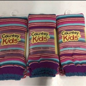 SIZE 6-8 Years Country Kid’s Cotton Footless Tights. Plum/ Funky Stripe …